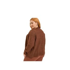 Torrid Plus Size 2X Brown Marled Knit V Neck Button Front Cardigan Sweater